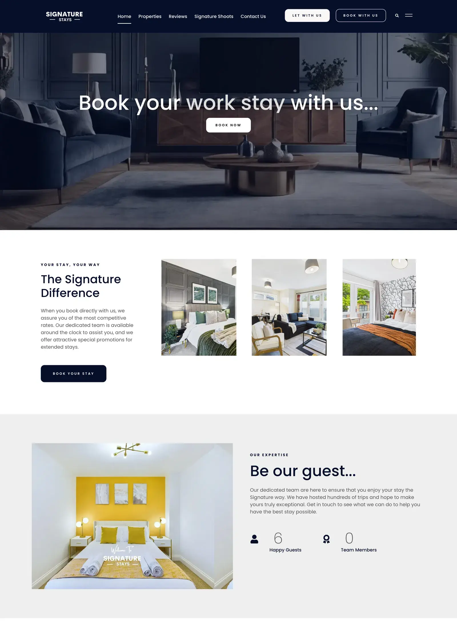 Signature Stays - Website Screenshot